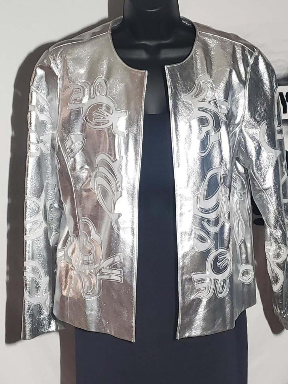 Chico's Silver Anniversary Leather Jacket Sz Large (Chicos sz 2)